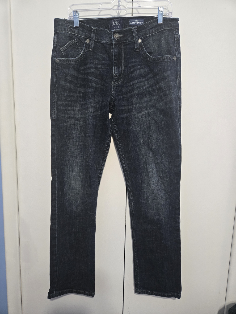 Rock & Republic Slim Straight Jeans Men's‎ 34x30 Dark Wash Stretch Denim